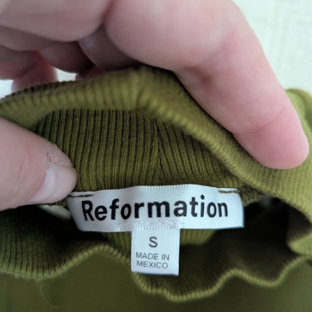 REFORMATION Green Organic Cotton Mininalist Feminine Maxi Dress Size Small - Picture 10 of 12